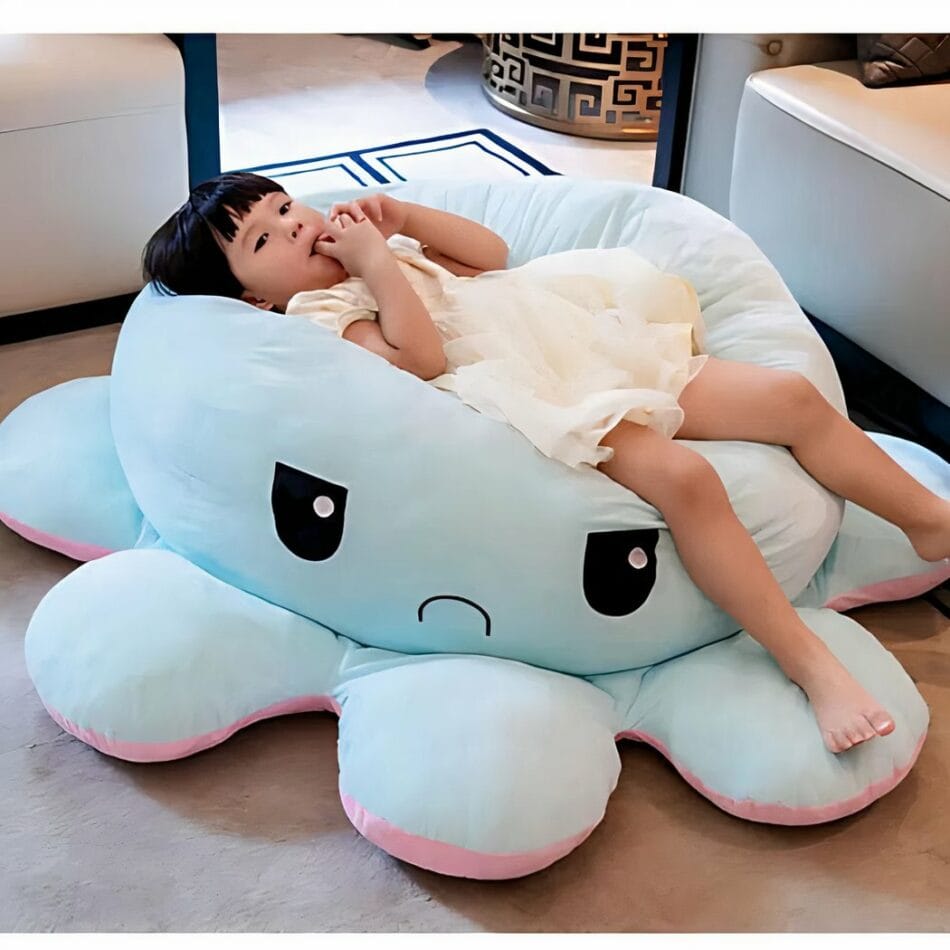 Reuzenknuffel Octopus Omkeerbaar 130 cm Zijdezachte Knuffel Poef De Knuffel