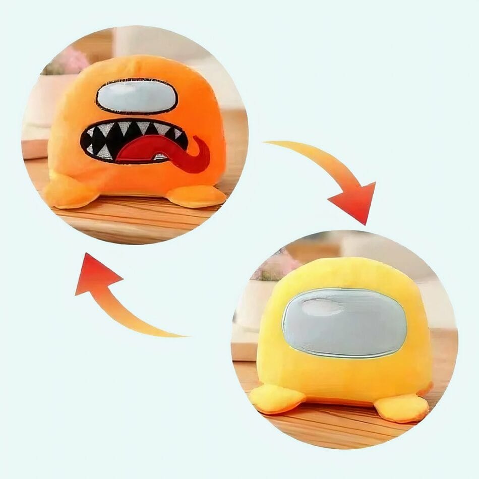 Reversibele Among Us Knuffel Oranje Geel De Knuffel
