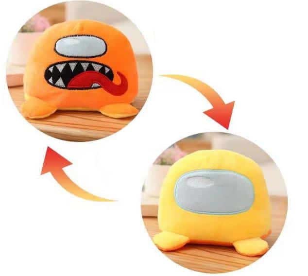 Reversibele Among Us Knuffel Oranje Geel De Knuffel