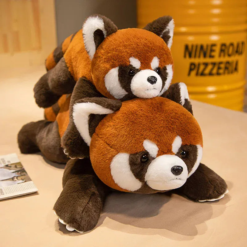Rode Panda Knuffel | Realistische Pluche Panda De Knuffel
