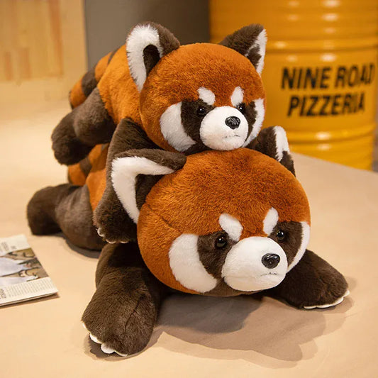 Rode Panda Knuffel | Realistische Pluche Panda De Knuffel