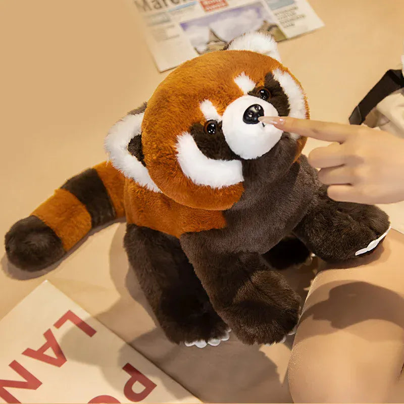 Rode Panda Knuffel | Realistische Pluche Panda De Knuffel
