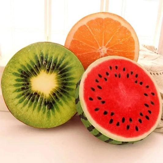 Rond Fruitkussen 33 cm | Kiwi, Watermeloen, Sinaasappel en Meer De Knuffel