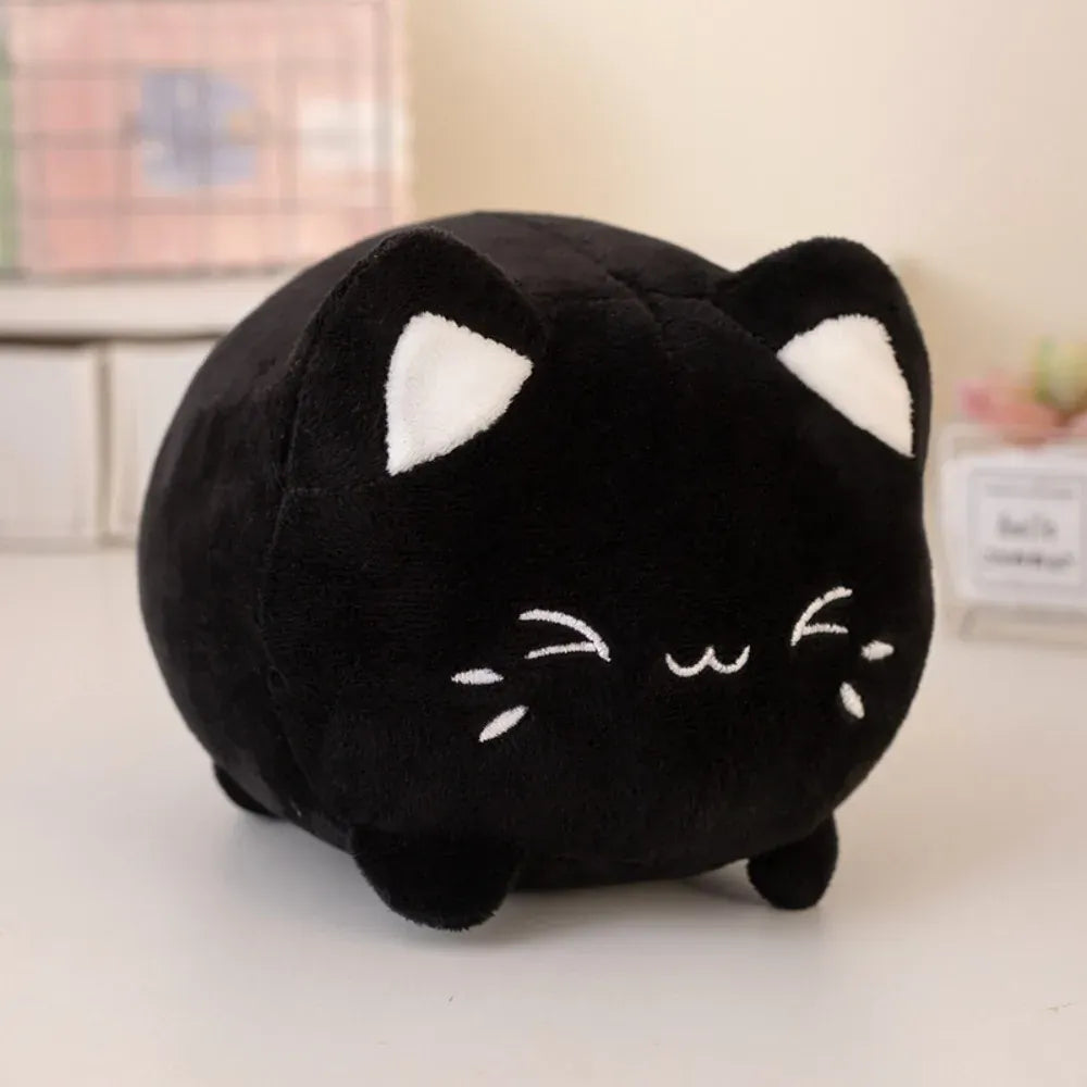Ronde Kat Knuffel | Kawaii Poesje in 4 Kleuren De Knuffel Zwart
