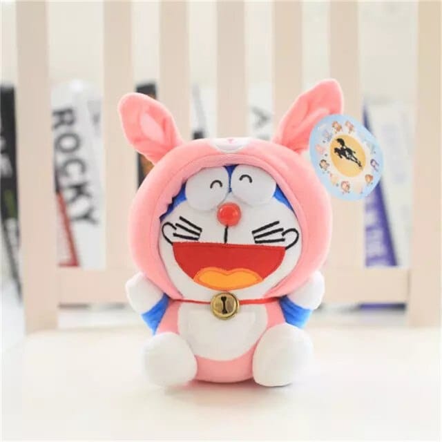Roze Doraemon Knuffel in Konijnenkostuum De Knuffel