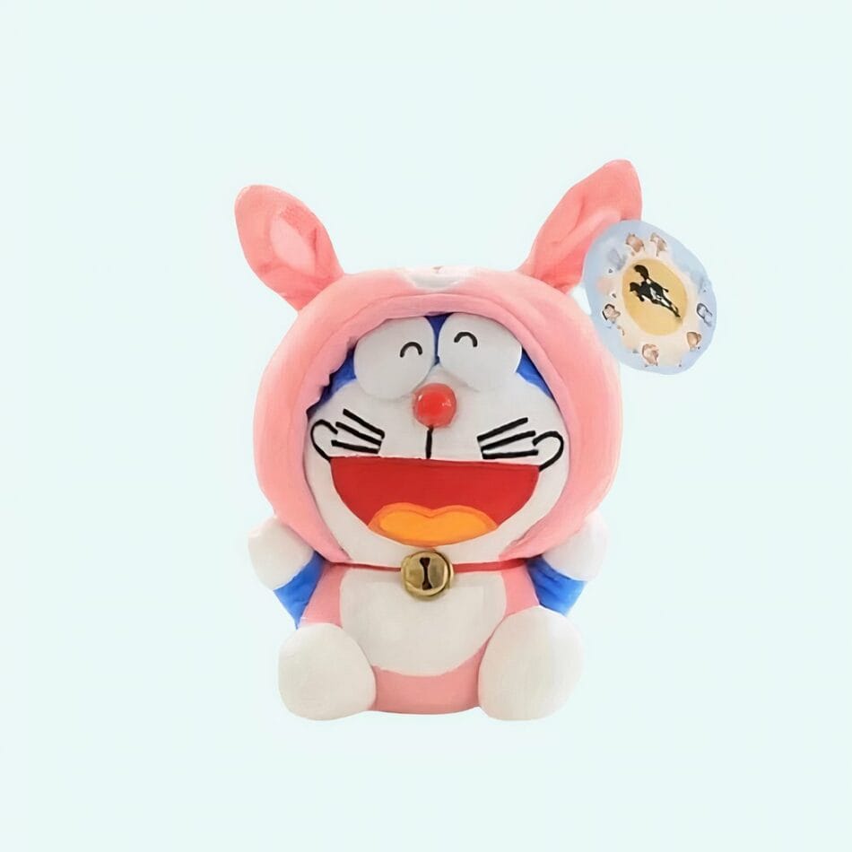 Roze Doraemon Knuffel in Konijnenkostuum De Knuffel