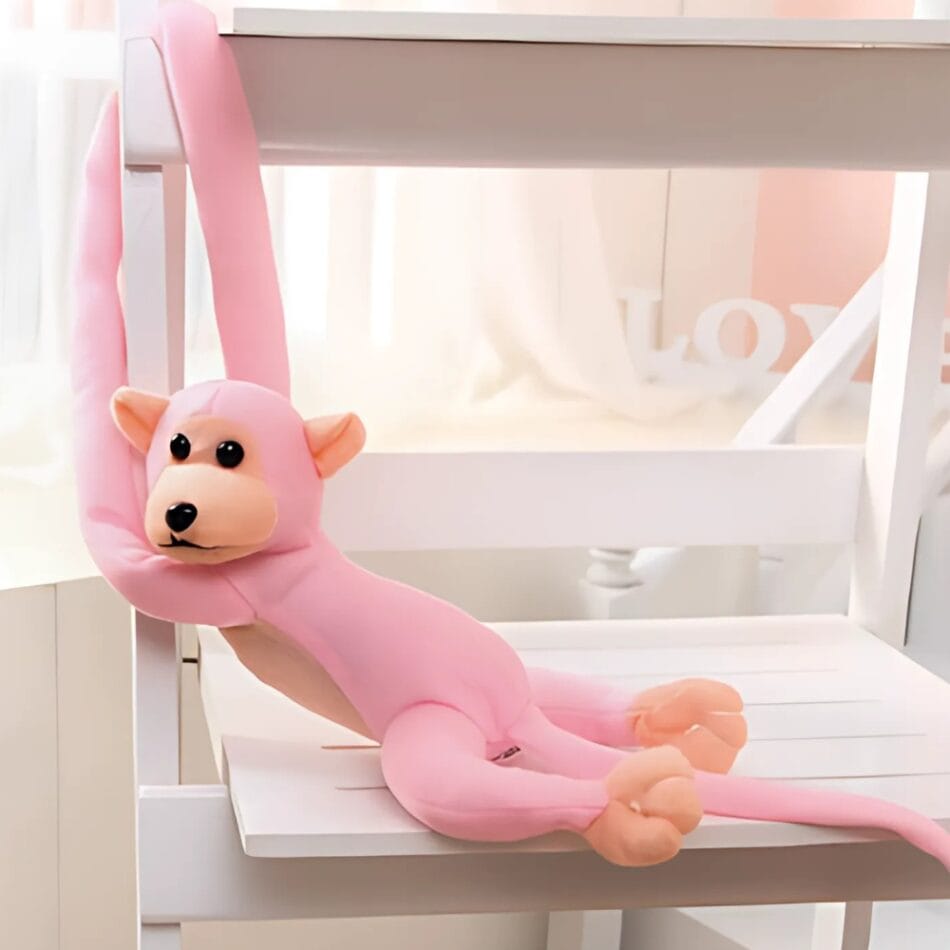 Roze Knuffel Aap Met Lange Staart Zacht Speelvriend Voor Kinderen De Knuffel