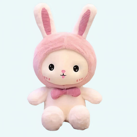 Roze Knuffel Konijn met Bonnet Zachte Vacht en Lange Oren De Knuffel 25cm