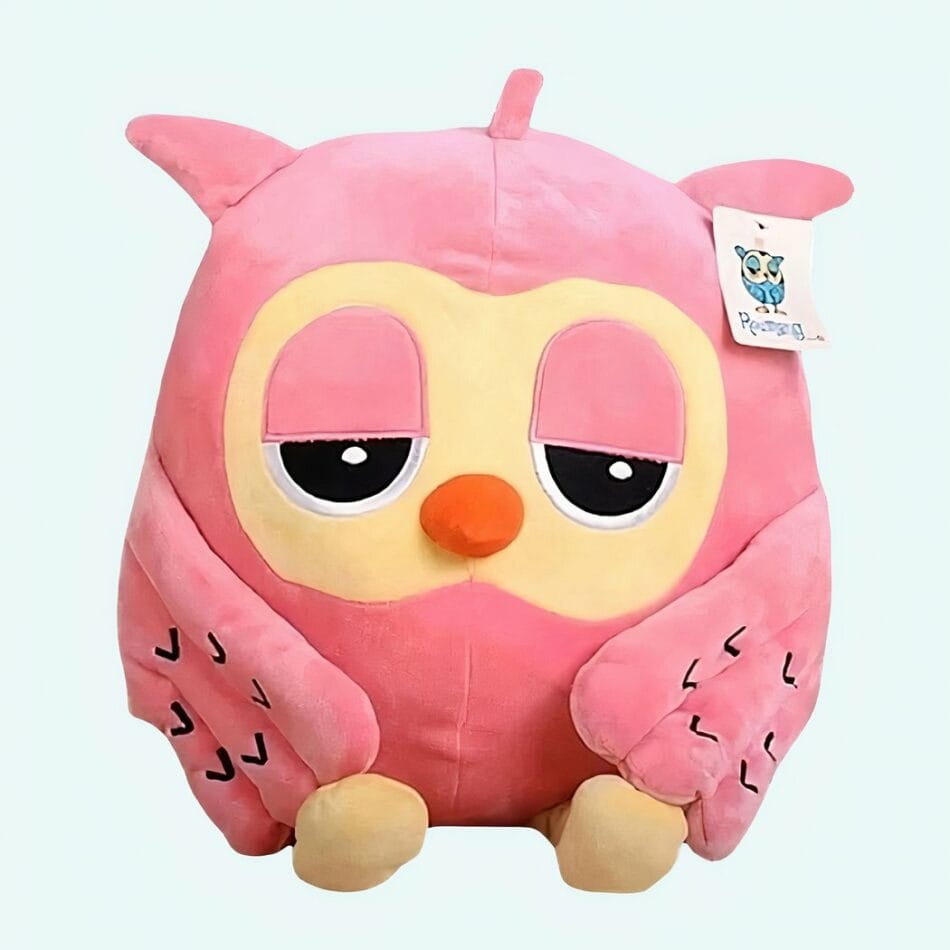 Roze Knuffel Uil Superschattig Zacht Met Donkerbruine Ogen De Knuffel
