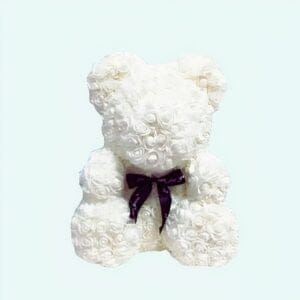 Roze Knuffelbeer met Bloemenpatroon en Halsknoop De Knuffel