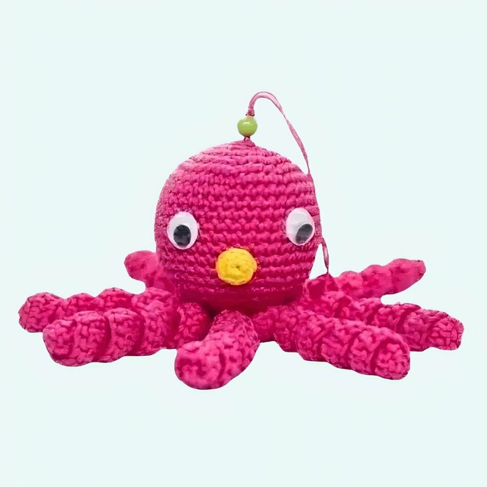 Roze Octopus Knuffel Met Gevlochten Tentakels 12 Cm De Knuffel