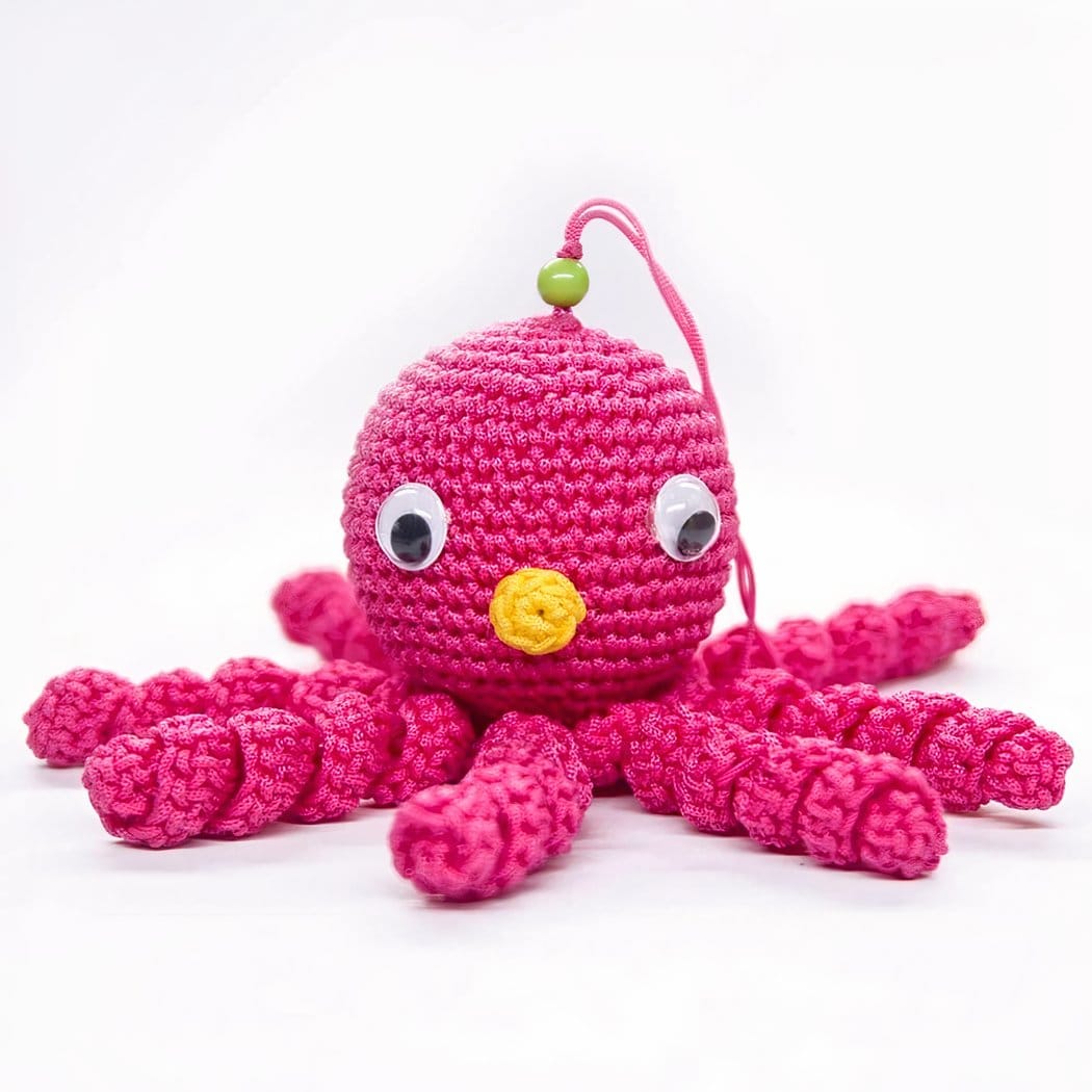 Roze Octopus Knuffel Met Gevlochten Tentakels 12 Cm De Knuffel