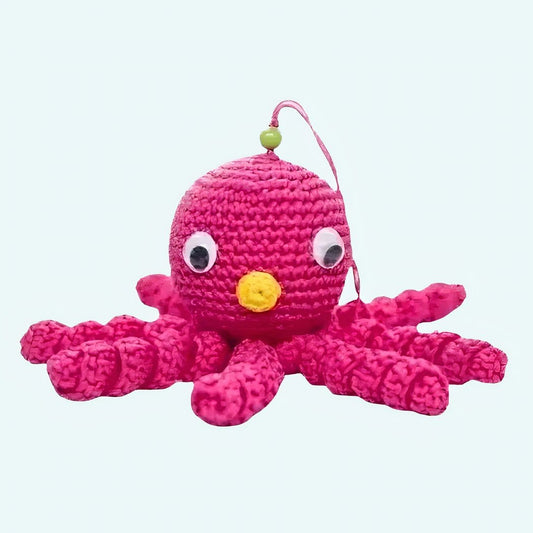 Roze Octopus Knuffel Met Gevlochten Tentakels 12 Cm De Knuffel