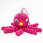 Roze Octopus Knuffel Met Gevlochten Tentakels 12 Cm De Knuffel