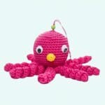 Roze Octopus Knuffel Met Gevlochten Tentakels 12 Cm De Knuffel