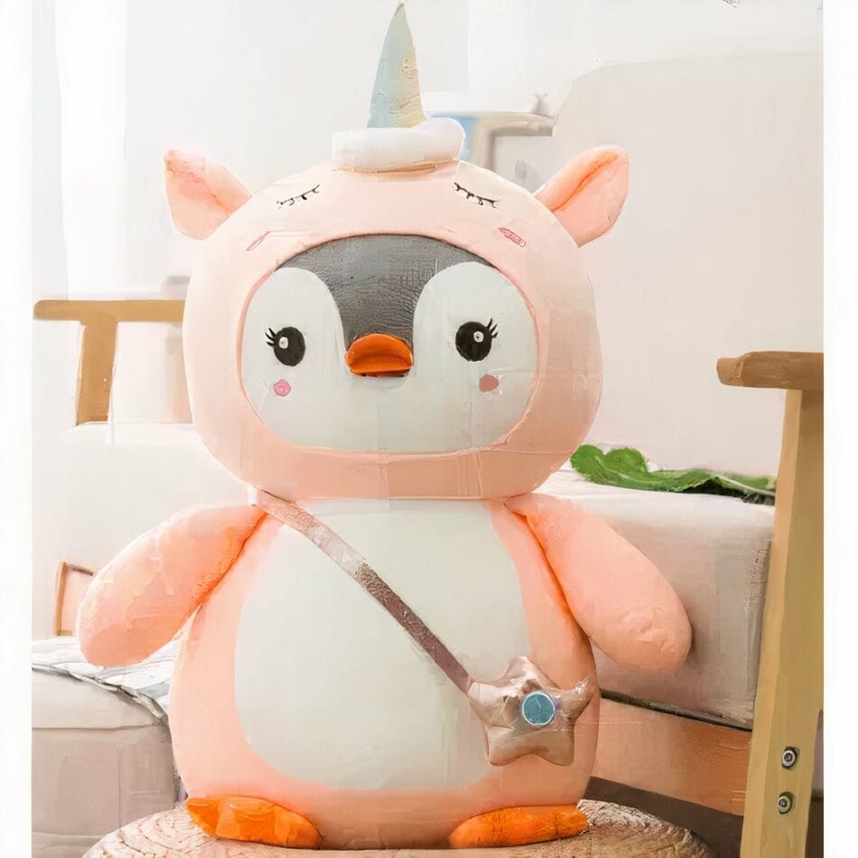 Roze Pinguïn Knuffel Verkleed Als Eenhoorn De Knuffel