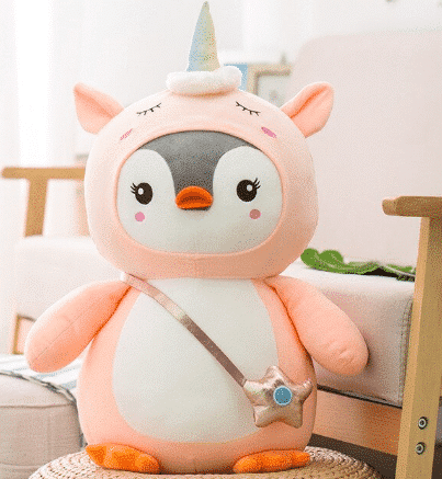 Roze Pinguïn Knuffel Verkleed Als Eenhoorn De Knuffel