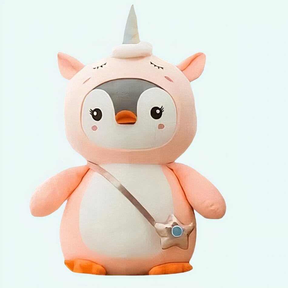 Roze Pinguïn Knuffel Verkleed Als Eenhoorn De Knuffel