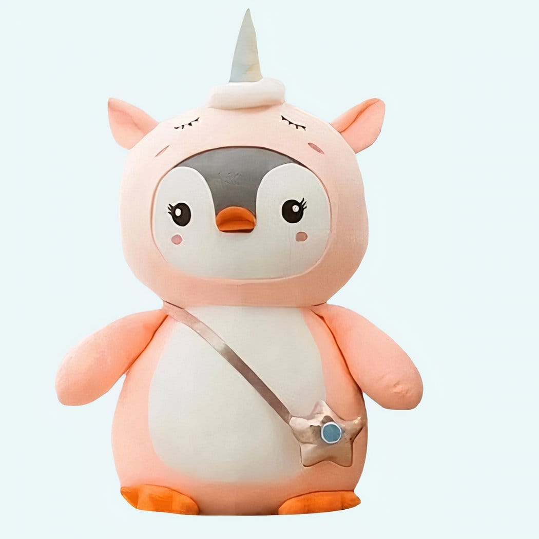 Roze Pinguïn Knuffel Verkleed Als Eenhoorn De Knuffel 40cm