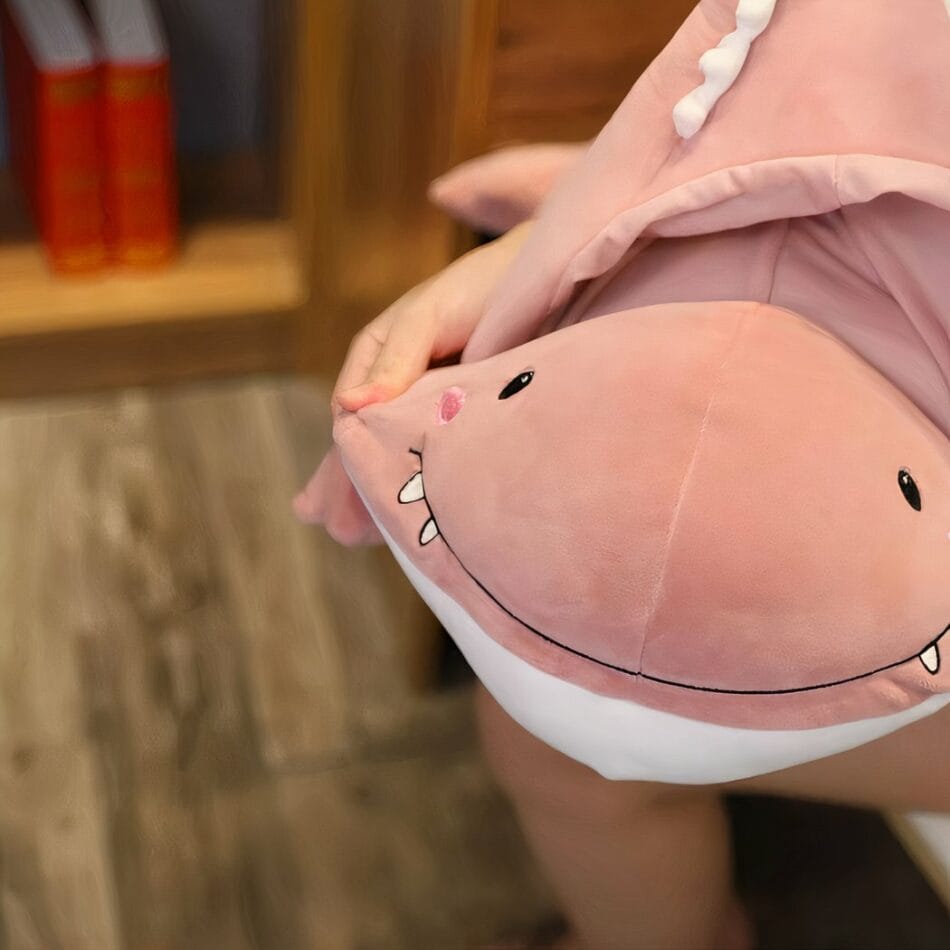 Roze Pluizige Dinosaurus Knuffel met Glimlach De Knuffel