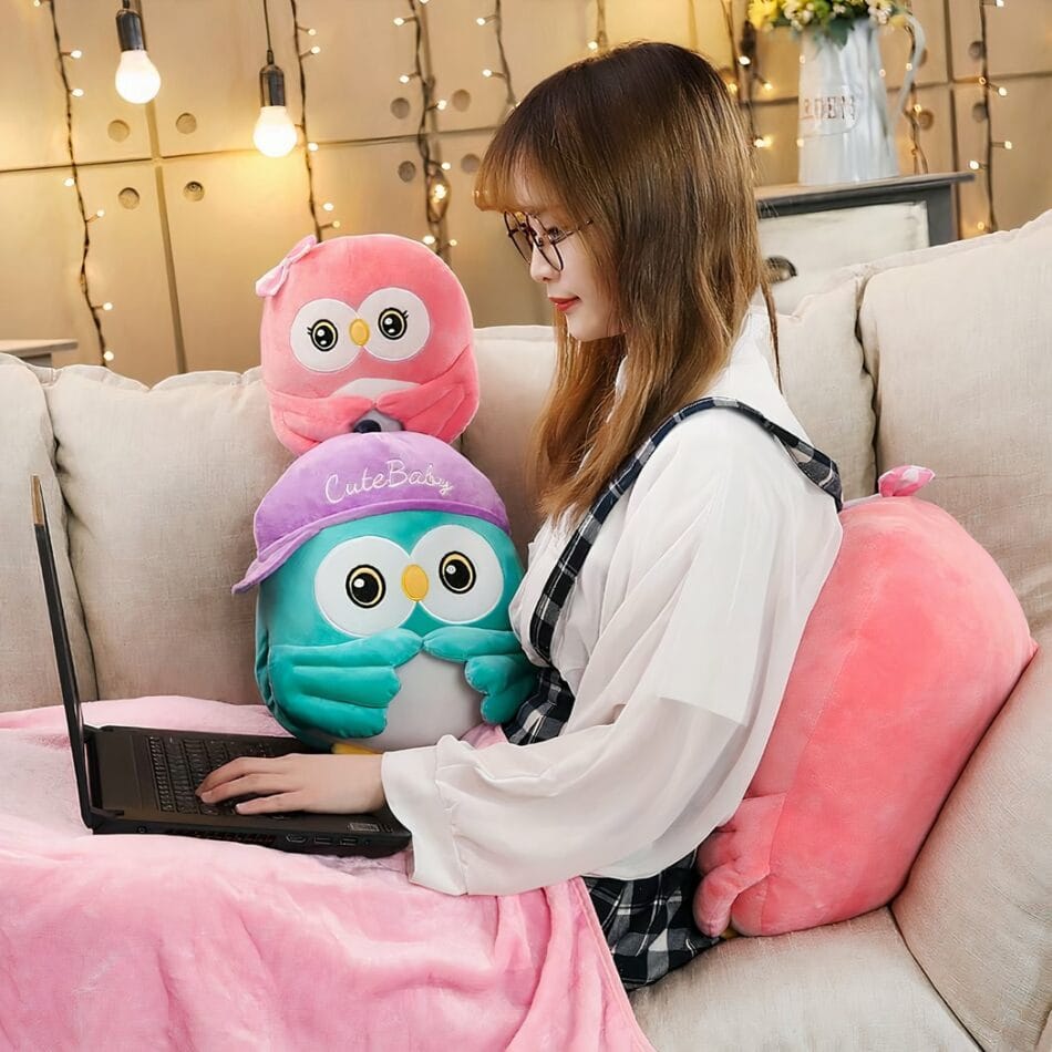 Roze Uil Knuffel Superschattig met Grote Ogen De Knuffel