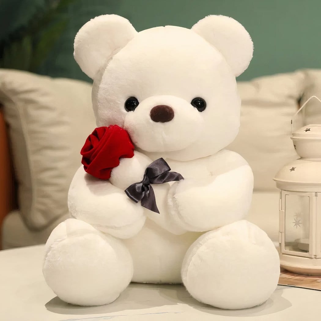 Roze Valentijnsdag Knuffelbeer Met Zachte Vulling De Knuffel wit