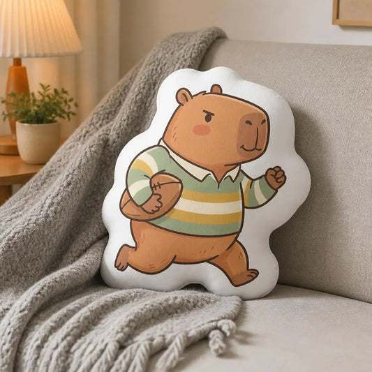 Rugby Capybara Knuffelkussen | Sportief Pluche Sierkussen De Knuffel