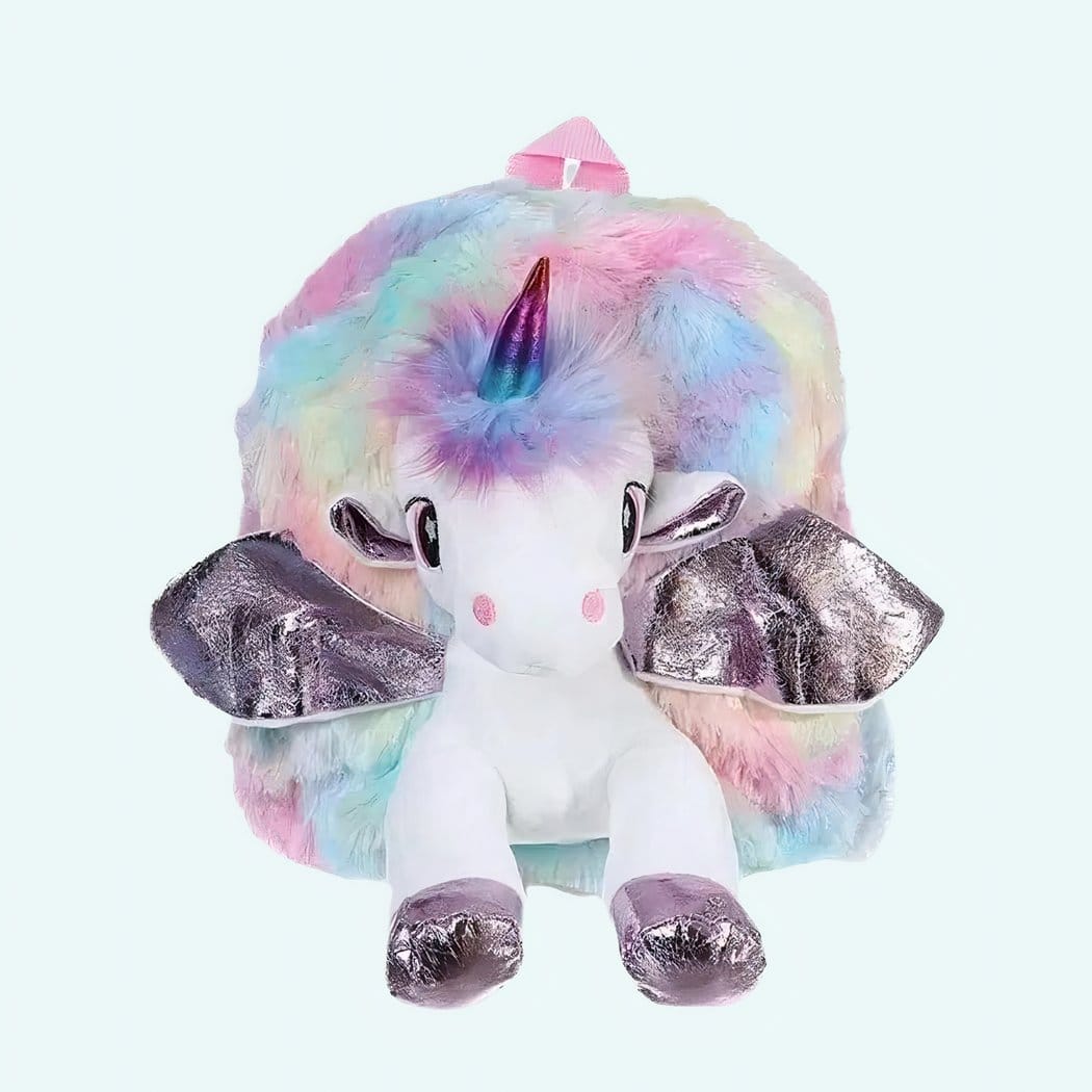 Rugzak Knuffel Eenhoorn Multicolor Met Knuffelvacht En Opbergruimte De Knuffel