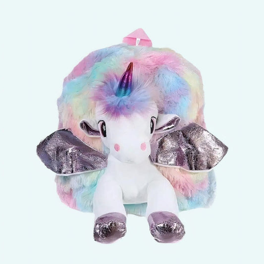 Rugzak Knuffel Eenhoorn Multicolor Met Knuffelvacht En Opbergruimte De Knuffel