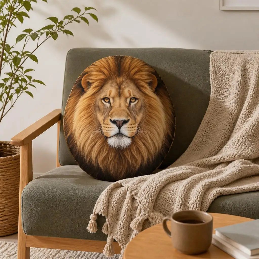 Safari Leeuw Knuffelkussen | Liggende Leeuw Sierkussen De Knuffel