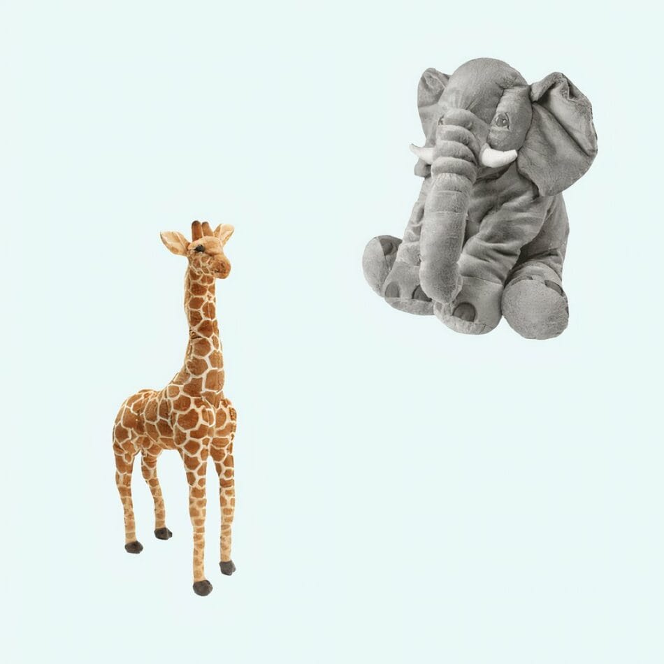 Savanneknuffels Olifant en Giraf Zachte Pluche Voor Kleine Handjes De Knuffel