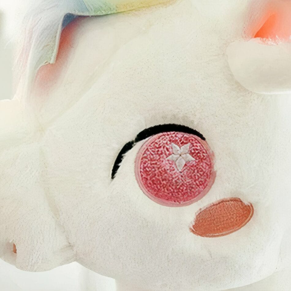 Schattige Eenhoornknuffel Met Gouden Hoorn En Regenboogvleugels De Knuffel