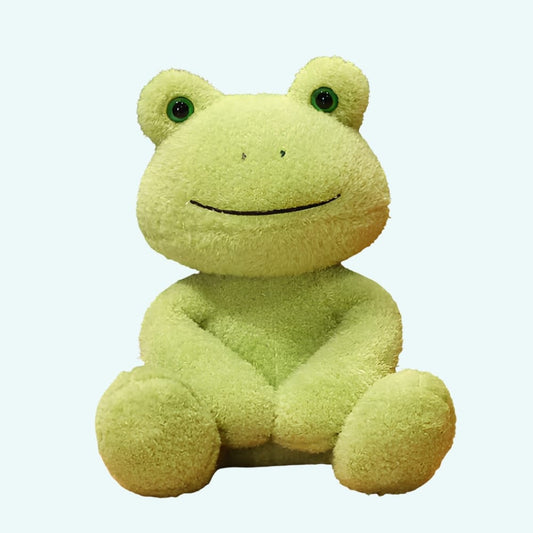 Schattige Groene Kikker Knuffel Met Liefhebbende Uitstraling De Knuffel