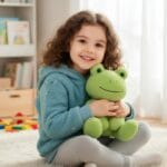 Schattige Groene Kikker Knuffel Met Liefhebbende Uitstraling De Knuffel