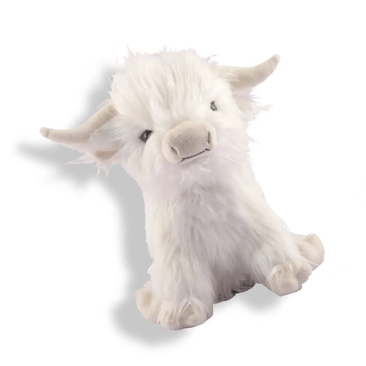 Schotse Hooglander Knuffel 25 cm | Realistische Pluche Koe De Knuffel Wit
