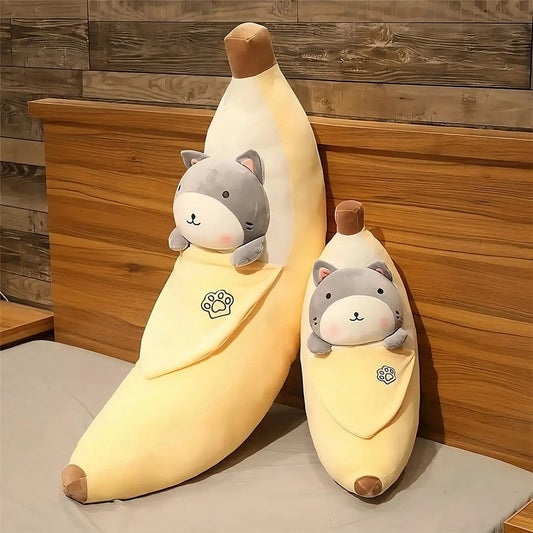 Shiba Inu Knuffel in Banane Vorm Ultra Zachte Polaire Stof De Knuffel m