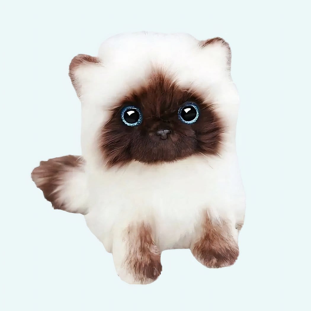Siamesische Knuffelkat met Blauwe Ogen en Witte Vachtpatroon De Knuffel 26cm