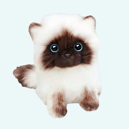Siamesische Knuffelkat met Blauwe Ogen en Witte Vachtpatroon De Knuffel 26cm