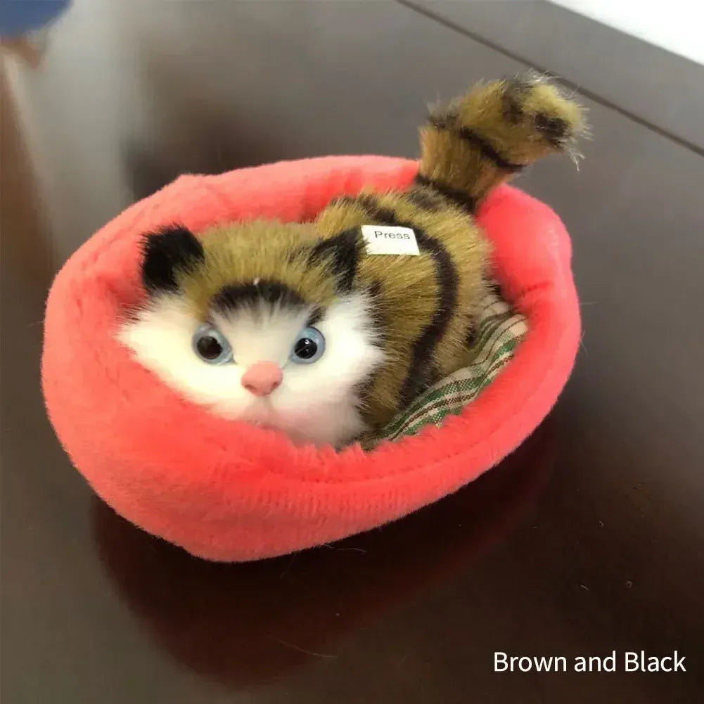Slapend Poesje met Geluid | Realistische Kat Knuffel, 20 Modellen De Knuffel Kat Bruin Zwart