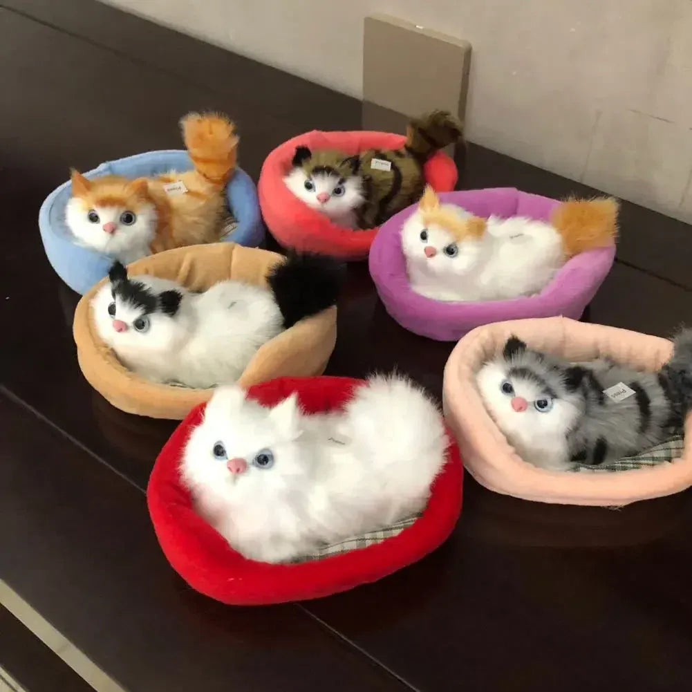 Slapend Poesje met Geluid | Realistische Kat Knuffel, 20 Modellen De Knuffel