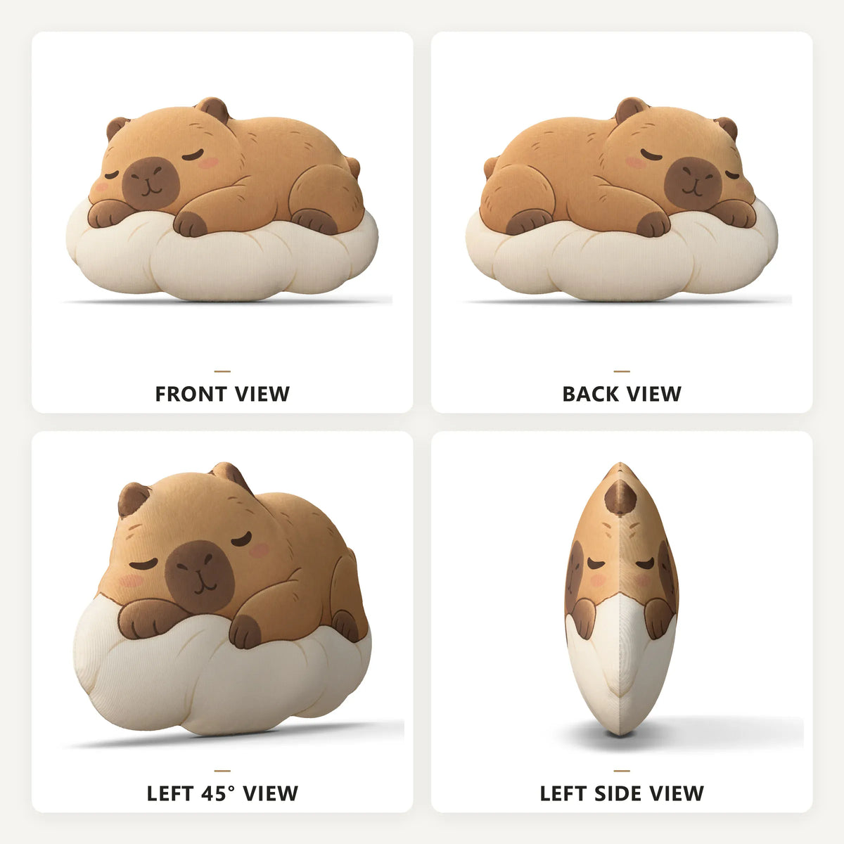 Slapende Capybara op Wolkje Knuffelkussen | Pluche Kussen De Knuffel
