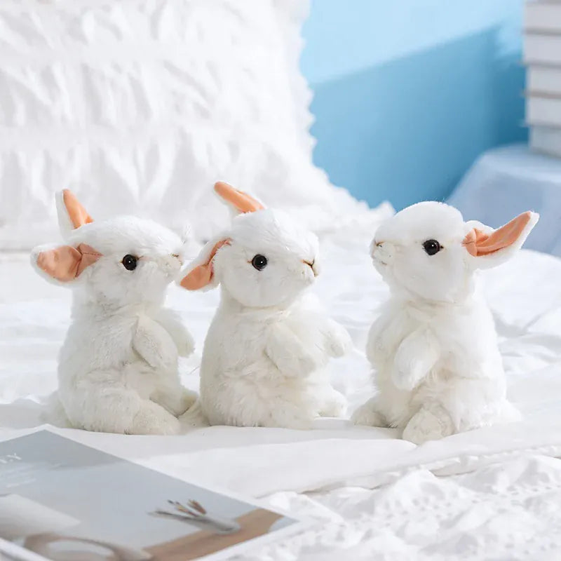Staand Wit Konijn Knuffel 19 cm | Realistisch Paaskonijn De Knuffel