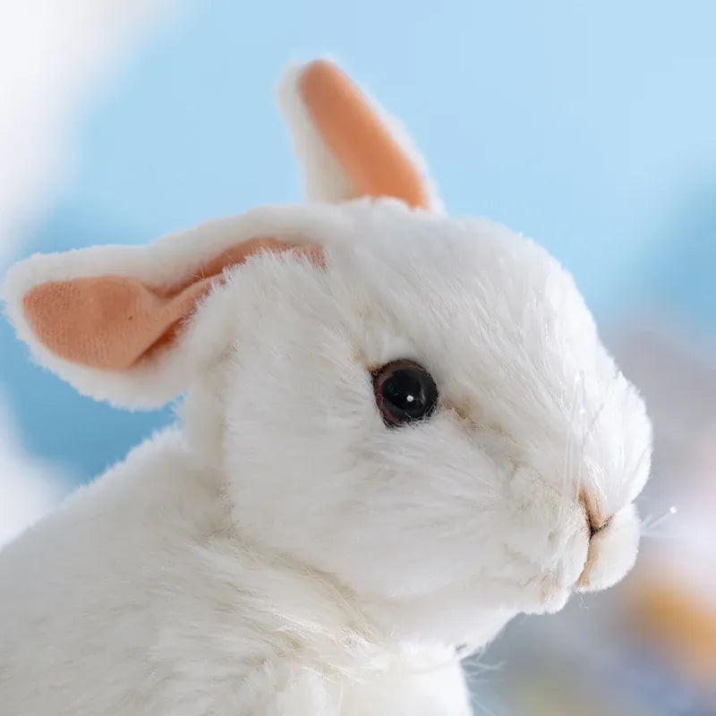 Staand Wit Konijn Knuffel 19 cm | Realistisch Paaskonijn De Knuffel