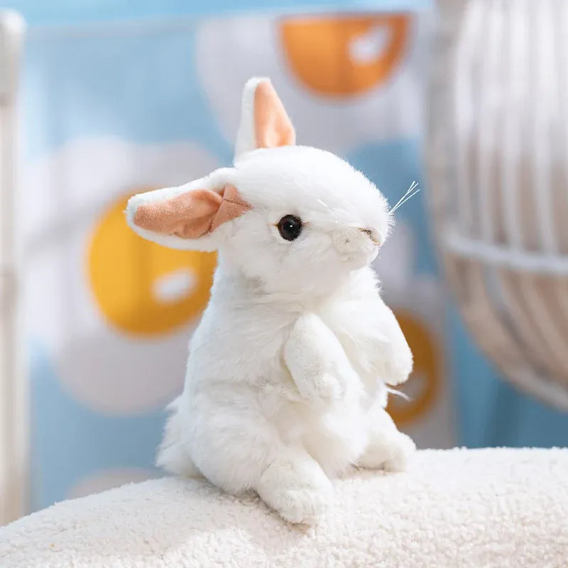 Staand Wit Konijn Knuffel 19 cm | Realistisch Paaskonijn De Knuffel