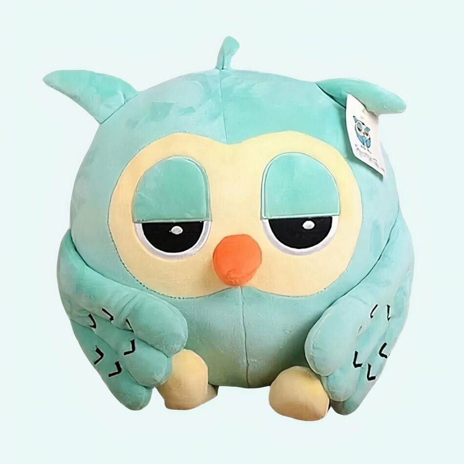 Superschattige Groene Knuffel Uil Met Zwarte Ogen De Knuffel