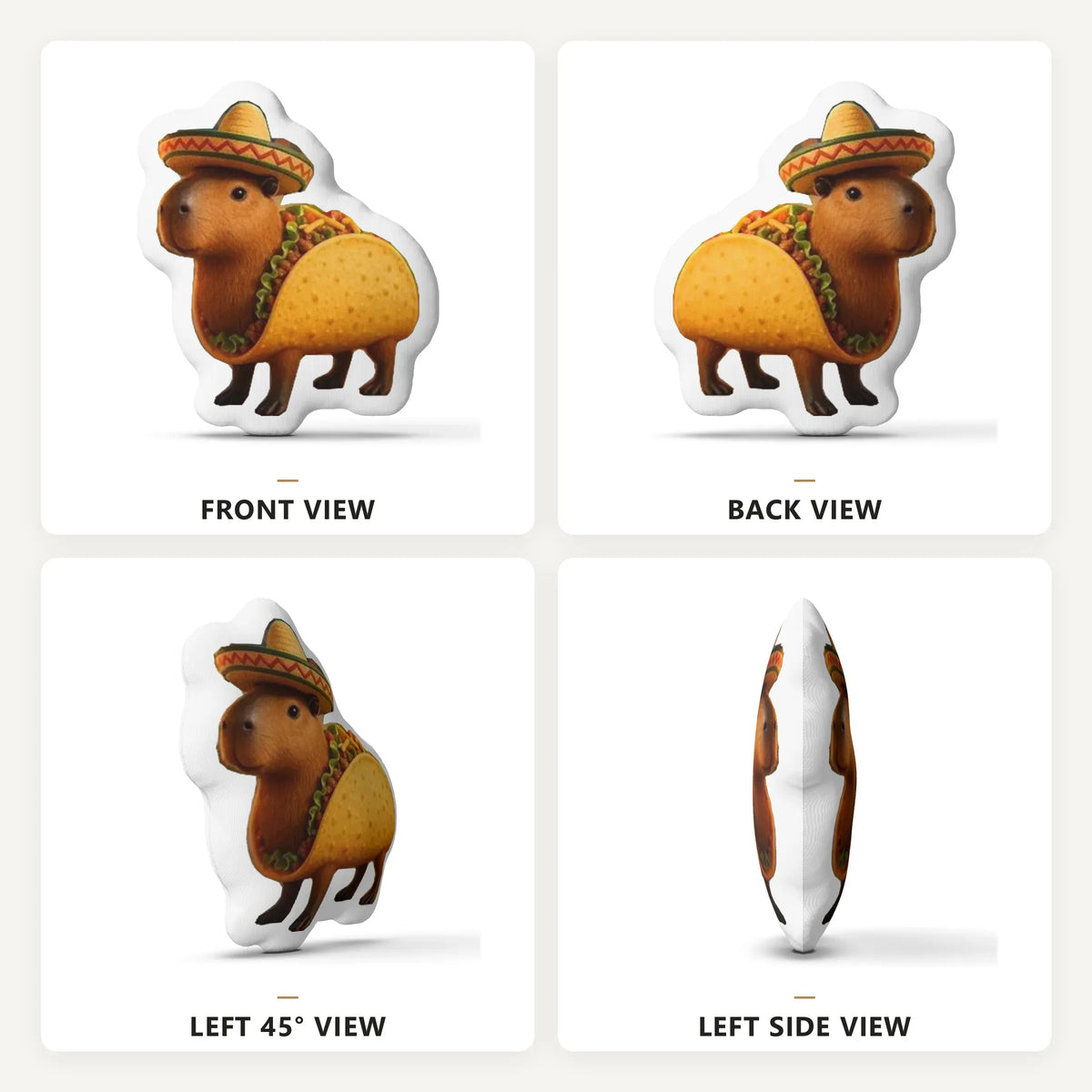 Taco Capybara Knuffelkussen | Grappig Pluche Kussen met Sombrero De Knuffel