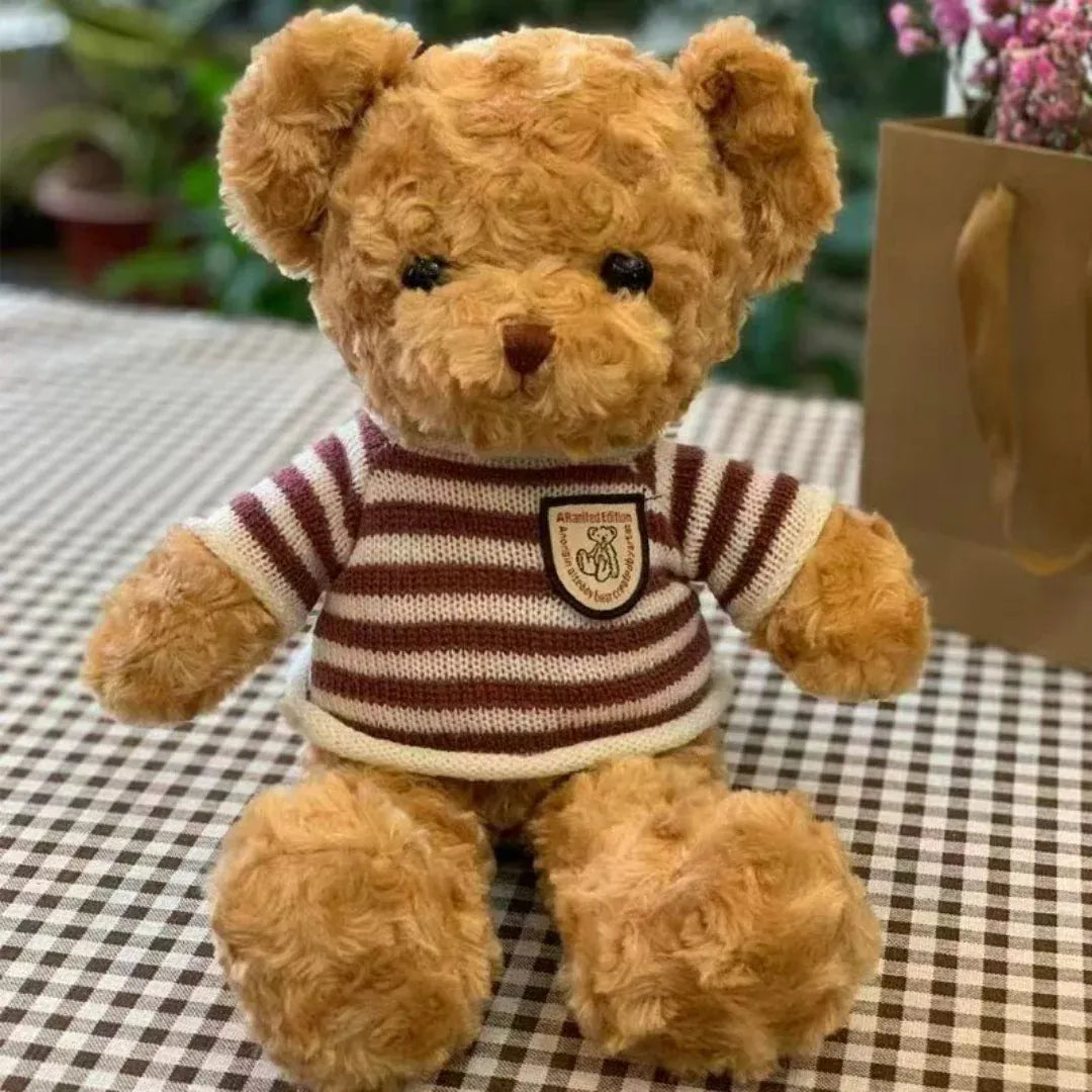 Teddybeer Knuffel met Trui 30 cm | Zachte Pluche Beer De Knuffel Rood
