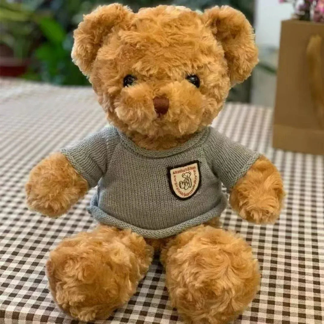Teddybeer Knuffel met Trui 30 cm | Zachte Pluche Beer De Knuffel Blauw