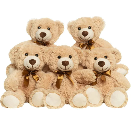 Teddybeer Knuffel Set 5 Stuks | Pluche Beertjes Cadeau De Knuffel Lichtbruin, 5 stuks