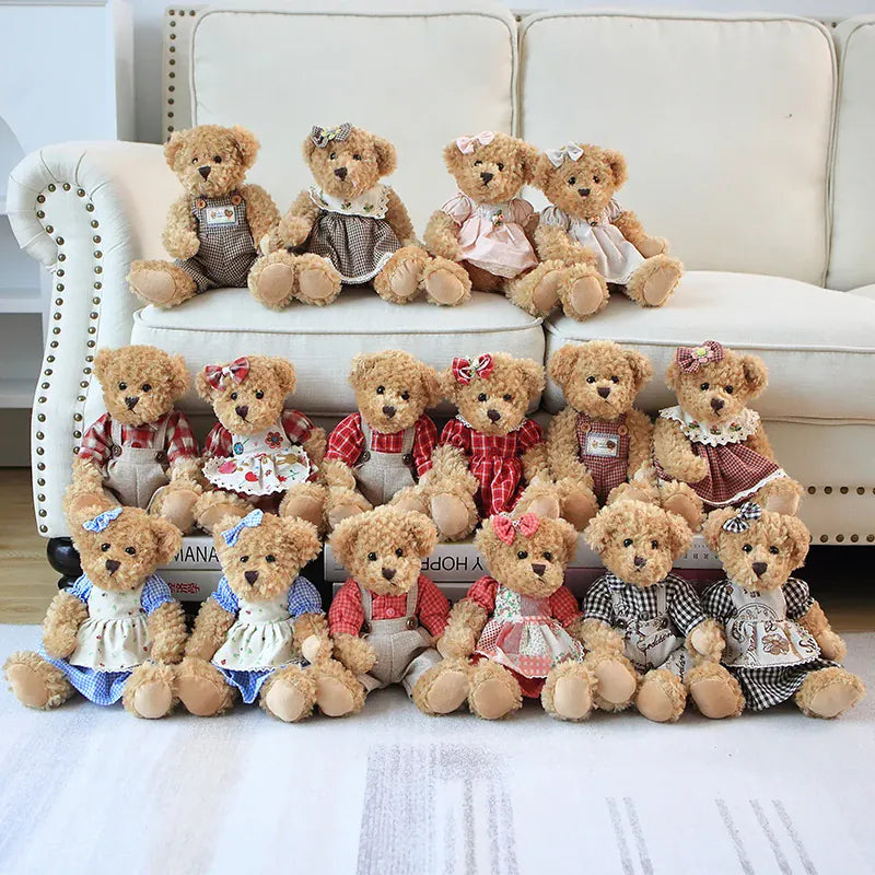 Teddybeer Koppel Set van 2 | 26 cm Beertjes met Jurk, 14 Modellen De Knuffel